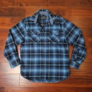 Jachs MFG Heritage Heavyweight Flannel Electric Blue Plaid Shirt Mens Medium